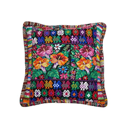 Huipil-kussen | kleurrijk Bloemen | 50 x 50 ibiza bohemian stijl