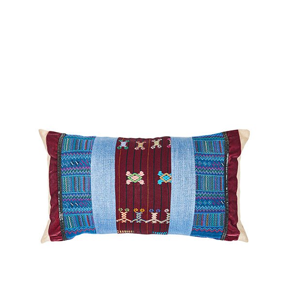 Boho-kussen | Bordeaux Blauw | 30 x 50 boho ibiza stijl