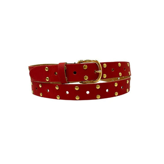 Belt Leather Long Gold Studs