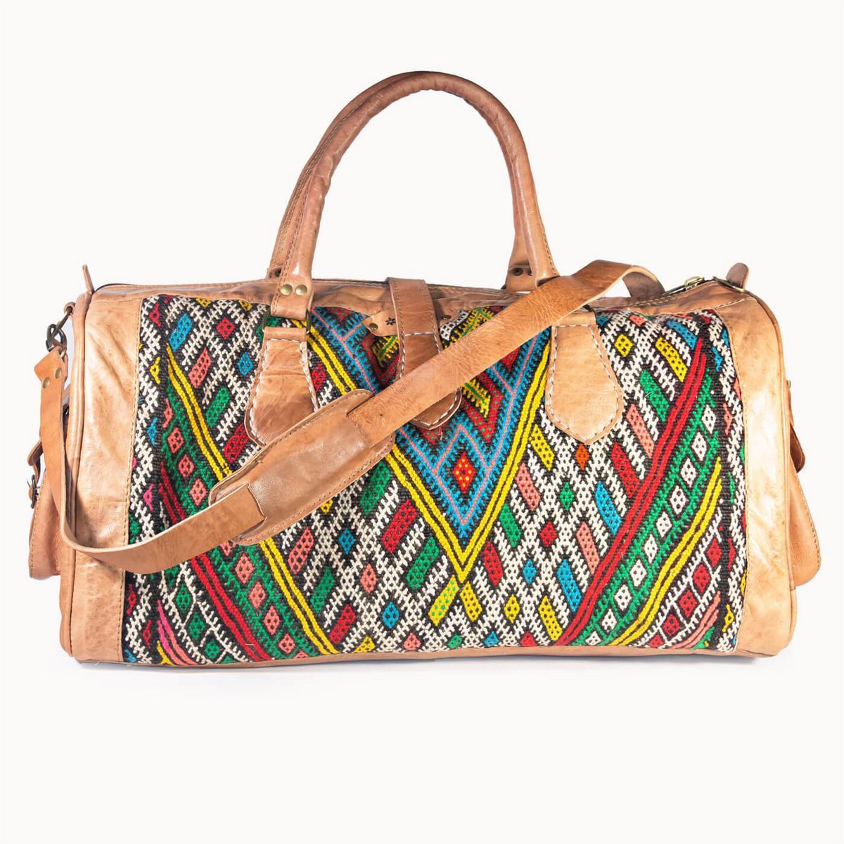 Reistas Leren Tas Marokkaanse Kilim weekendtas