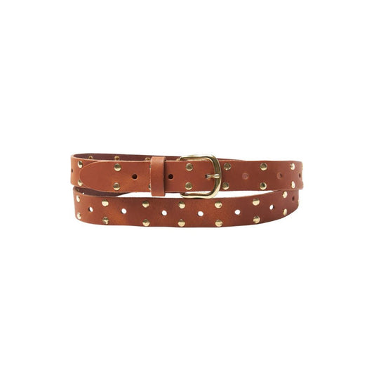 Belt Leather Long Gold Studs