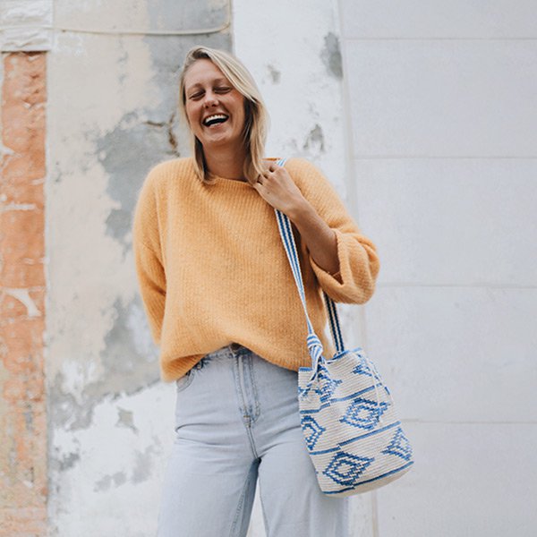 CROCHET BUCKET BAG | Diamonds | Azur Blue