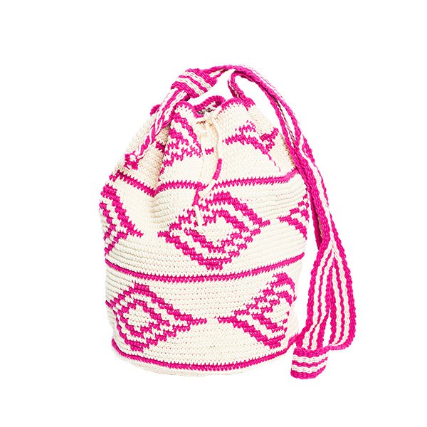 Gehaakte BUCKET BAG roze