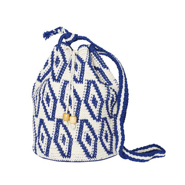 Gehaakte BUCKET BAG | blauw wit