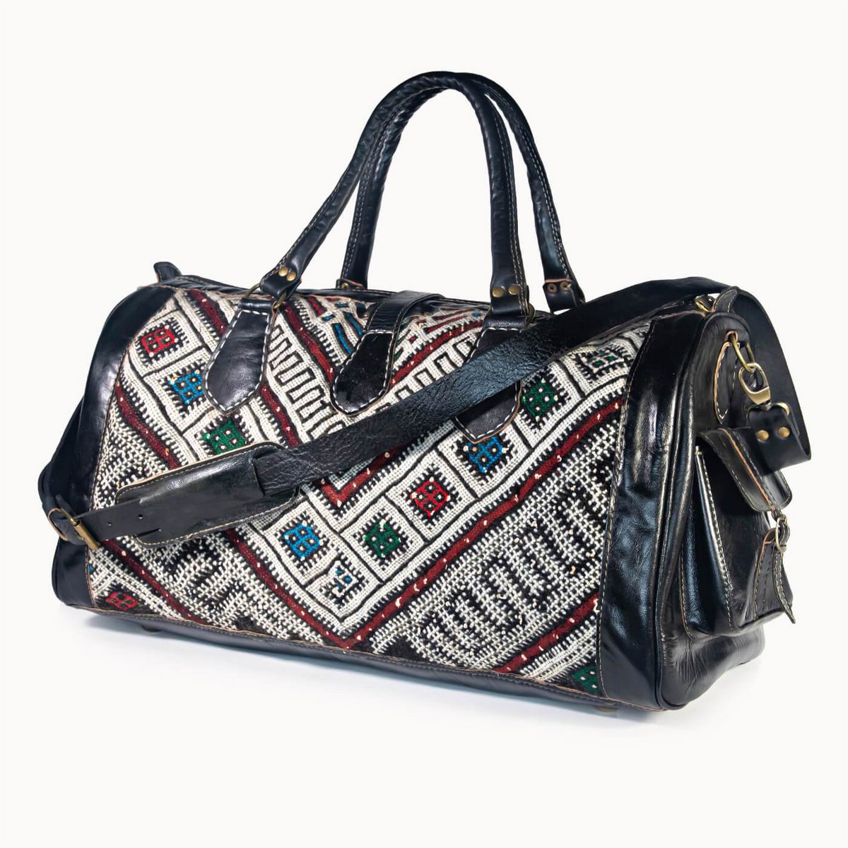 Reistas Leren Tas Marokkaanse Kilim weekendtas