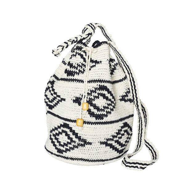 Gehaakte BUCKET BAG zwart wit