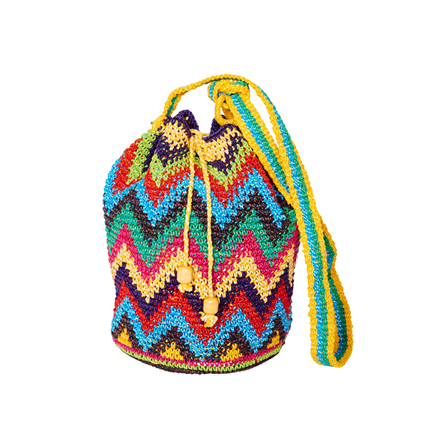 Gehaakte BUCKET BAG zigzag geel