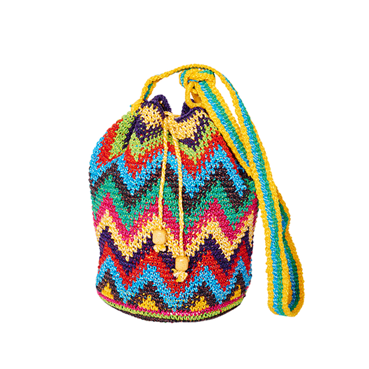 Gehaakte BUCKET BAG zigzag geel