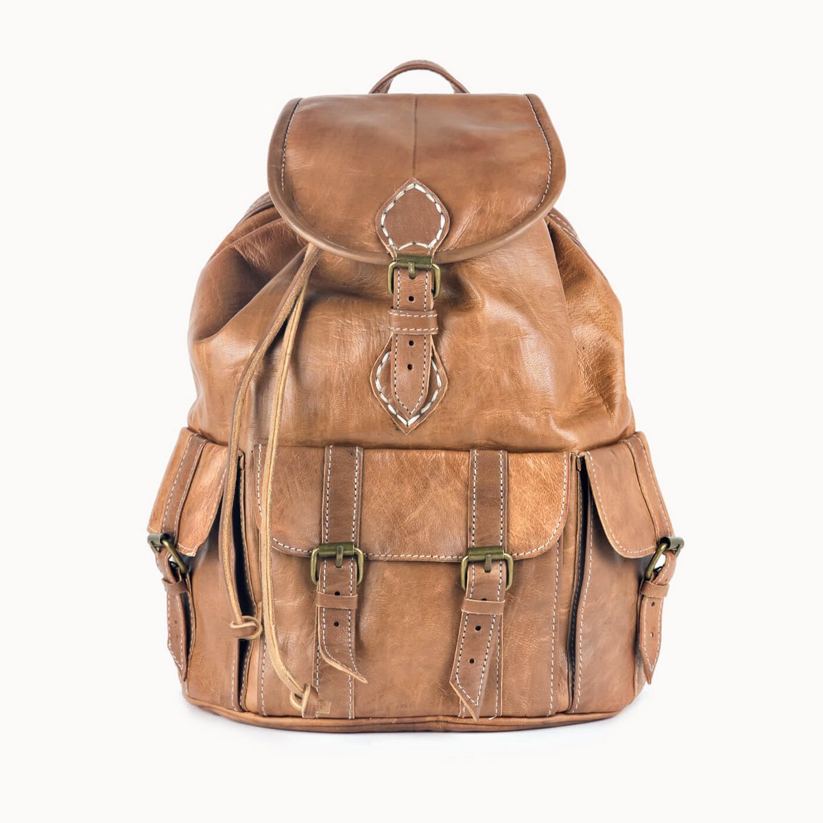 Leren Rugzak voor school of werk bohemian vintage stijl