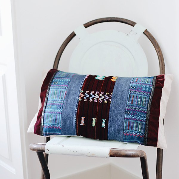 Boho-kussen | Bordeaux Blauw | 30 x 50 boho ibiza stijl