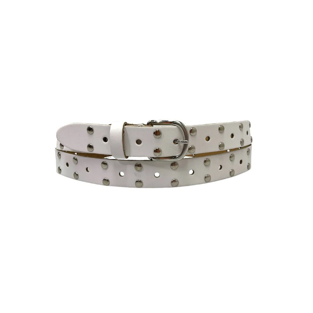 Belt Leather Long Silver Studs