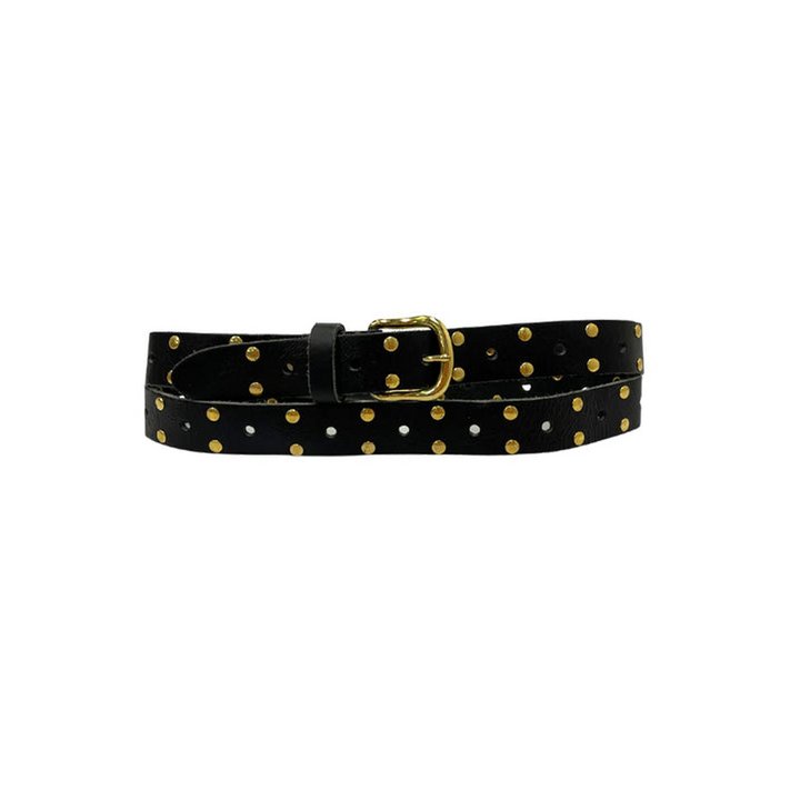 Belt Leather Long Gold Studs