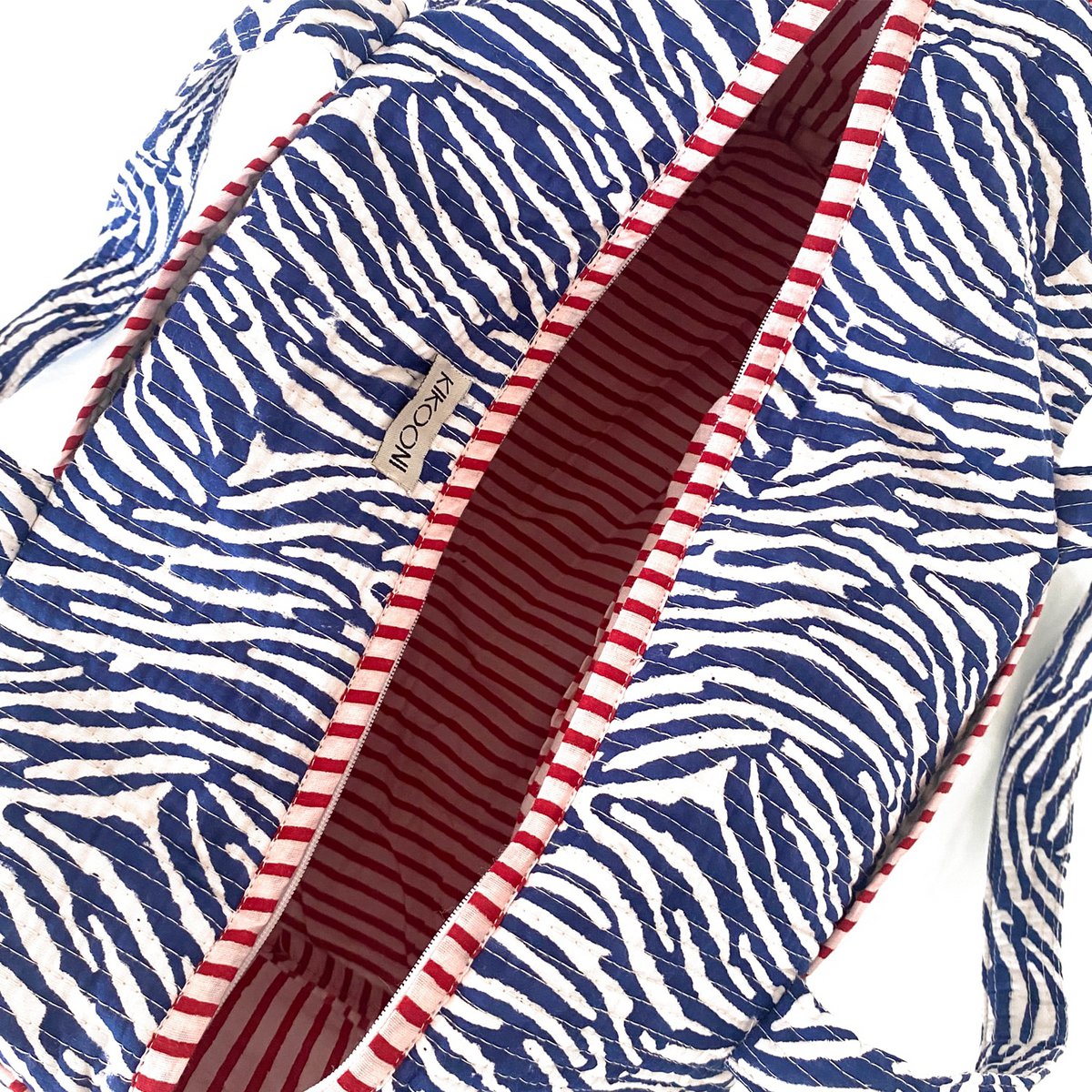 Handgemaakte katoenen tas "blauwe zebra" India