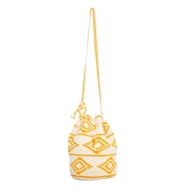 Gehaakte BUCKET BAG mosterd geel