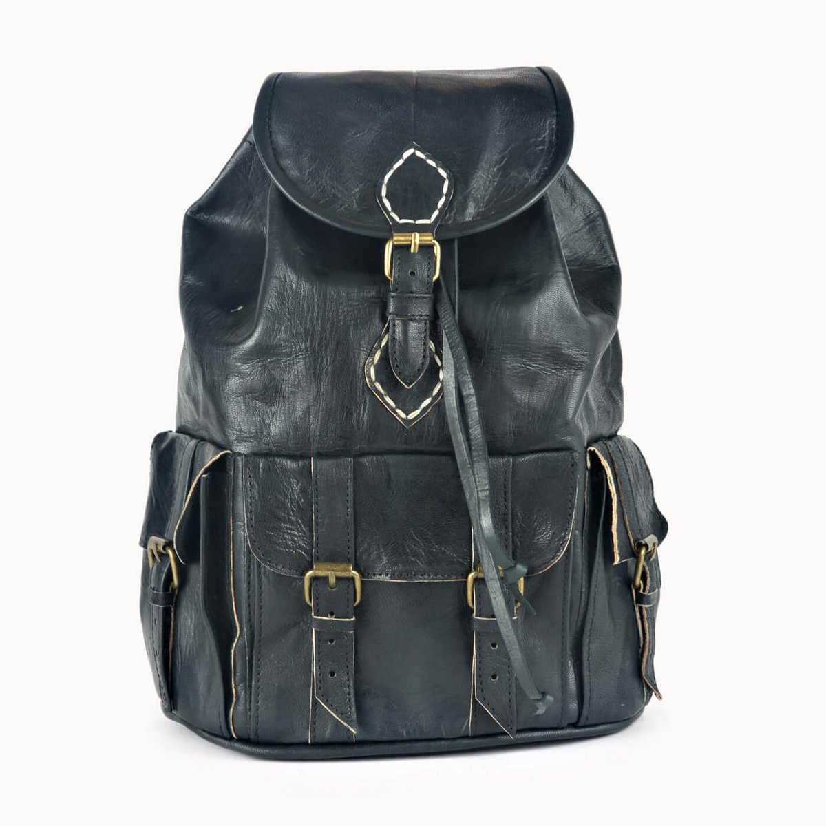 Leren Rugzak voor school of werk bohemian vintage stijl